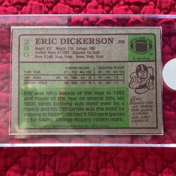 Eric Dickerson 1984 Topps Rookie Card with Protective Case - Picture 7 of 7